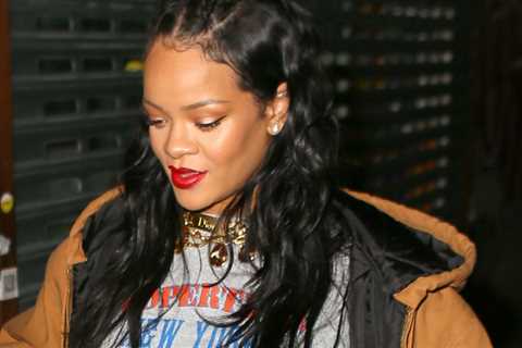 Rihanna covers her baby bump for dinner with A$AP Rocky in NYC