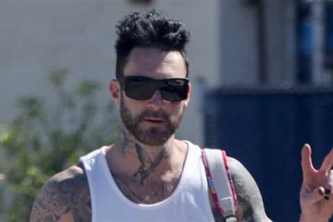 Adam Levine shows off his tattoos during a trip to the LA Farmers’ Market