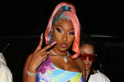 Meghan Thee Stallion wears a colorful outfit for the night at Coachella 2022