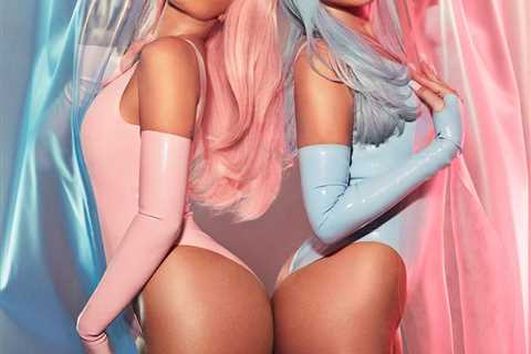 Kylie Jenner shows off her post-baby curves in a pink latex thong bodysuit to promote new makeup..