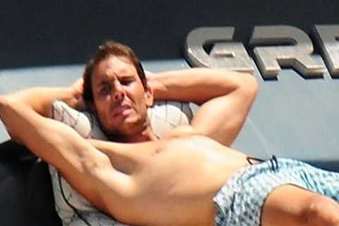 Rafael Nadal is shirtless during a day out on a yacht with his wife Xisca Perello & Friends