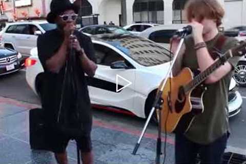 Celebrities join street performers for surprise DUET