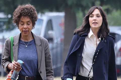 Gal Gadot & co-star Sophie Okonedo film scenes for ‘Heart of Stone’ at The Park in London