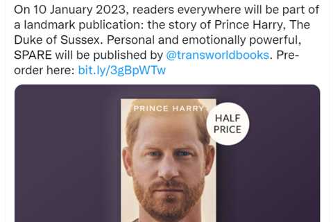 Waterstones announces that it’s selling Prince Harry’s memoir for half price already – months..