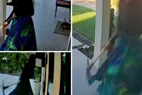 Woman Attacks Home with Pickaxe In Terrifying Surveillance Video, Smashes Window Where 6-Week-Old..