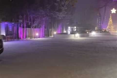 Rylan Clark shows off huge driveway in the snow with impressive Christmas decorations at £1.2m..