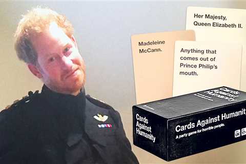 Fury as ‘sick’ party game featuring offensive cards about Queen & Philip feature in picture from..