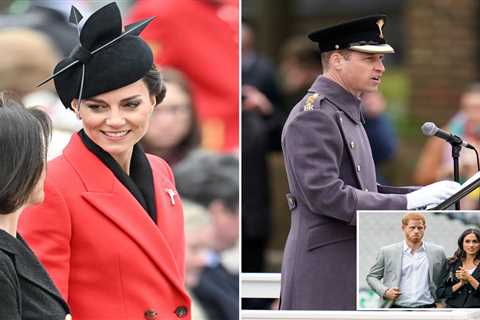 Princess Kate beams with Prince William as they shrug off Meghan Markle and Harry’s Frogmore..