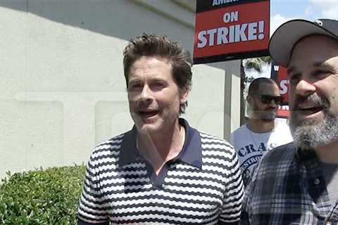 Rob Lowe Joins His Son In Writers' Strike Outside Paramount Studios