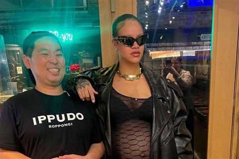 Rihanna Wore a Black Balenciaga Biker Jacket with a Savage X Fenty Slip Dress While in Tokyo