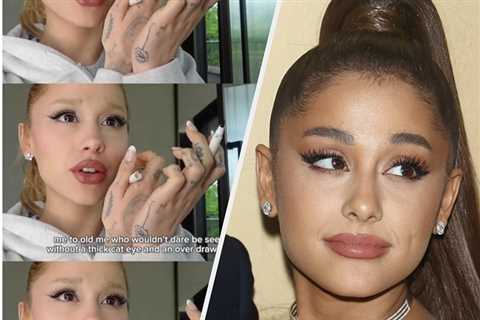 Ariana Grande Playfully Shaded Herself While Putting On Her Signature Thick Cat-Eye Beauty Look