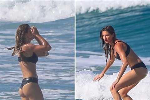 Gisele Bundchen Surfs In Tiny Black Bikini In Costa Rica