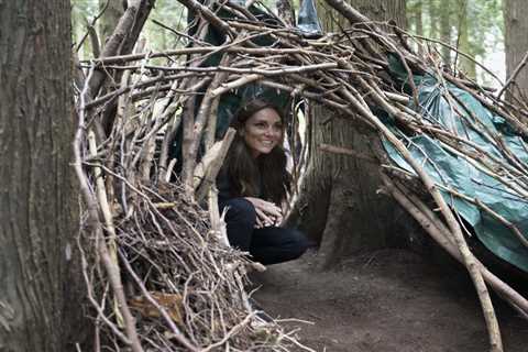 Sweet moment Princess Kate hides in woodland den after helping kids make campfire food