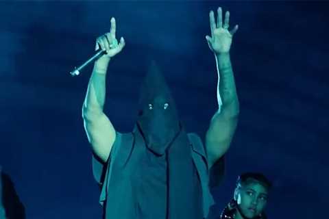 Kanye West Wears KKK-Style Black Hood At 'Vultures' Album Listening Party