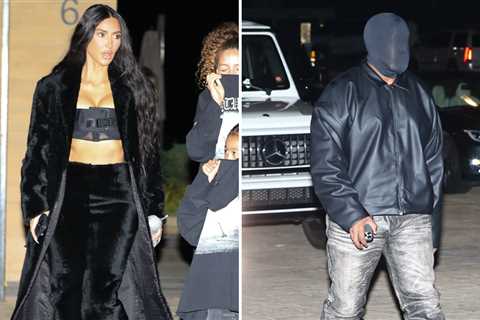 Kim & Kanye Reunite For Dinner with North, Friends Wear 'Vultures' Shirts