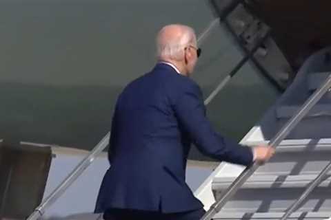 President Biden Almost Trips Going Up Small Stairs Into Air Force One