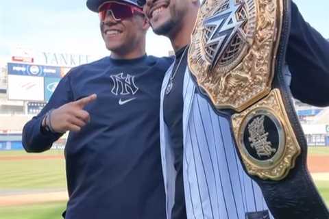 Yankees stars hang out with WWE champion Damian Priest after WrestleMania cash-in
