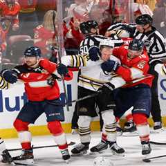 Bruins-Panthers Game 2 ends in violence as David Pastrnak, Matthew Tkachuk fight during huge brawl: ..
