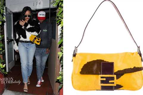 Rihanna Grabbed Dinner in Los Angeles in a Black and White Alexander Wang NY Fur Jacket and Belt..