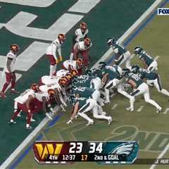 Ref threatens Commanders with touchdown rule after three insane penalties trying to stop Eagles’..