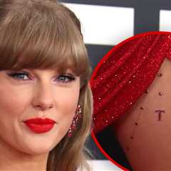 Taylor Swift Wears Chiefs Red, 'T' Charm on Thigh to 2025 Grammy Awards