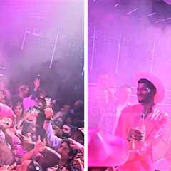 Lil Nas X Pours Shots Down Fans' Mouths at Album Release Party