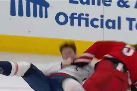 Hurricanes' Jalen Chatfield Slams Capitals' Connor McMichael To Ice In Wild Fight