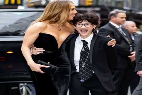 Jennifer Lopez Wears Saiid Kobeisy Black Column Gown with White Cape to Good Night, and Good Luck..