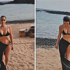 Kim Kardashian Makes a Splash in Stylish Swimsuit at Tropical Beach