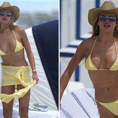 Brooks Nader Flaunts Banging Body in Teeny Yellow Bikini on Beach in Miami