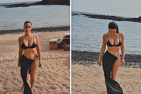 Kim Kardashian Makes a Splash in Stylish Swimsuit at Tropical Beach
