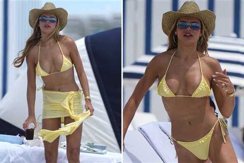 Brooks Nader Flaunts Banging Body in Teeny Yellow Bikini on Beach in Miami