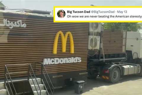 There's A Literal Mobile McDonald's Parked In Saudi Arabia Near Where President Trump Is Currently..