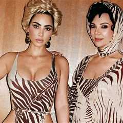 Kim Kardashian Poses in Tiny Swimsuits Behind the Scenes of Skims Tiger Shoot