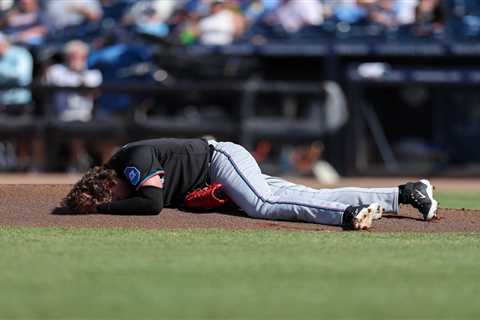 Marlins’ Ryan Weathers gets drilled in the head by own catcher in scary moment