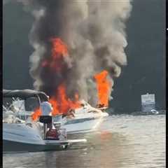 Boat Goes Up in Flames on 4th of July