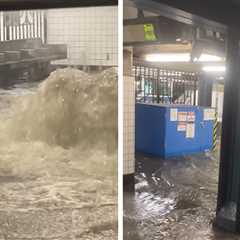NYC Subway Platform Flooded Amid Deluge of Heavy Rain, Caught on Camera
