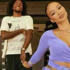Draya Answers Gen Z Questions with Jalen Green in Maisie Wilen Purple Terry Cloth Wrap Cardigan and ..