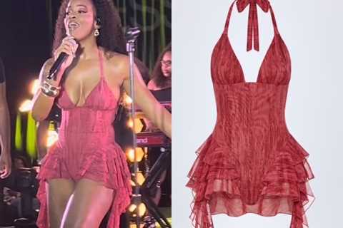 Ari Lennox Rocks Essence Fest SuperLounge in Red Oh Polly Bodysuit