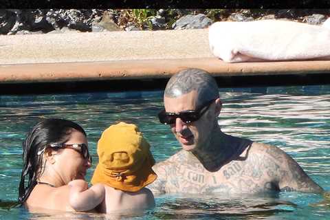 Kourtney Kardashian & Travis Barker Take Rocky for a Swim in Portofino