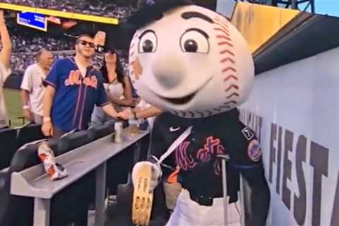 Mr. Met hilariously leans into his viral Lumineers concert fall with bandages and a sling