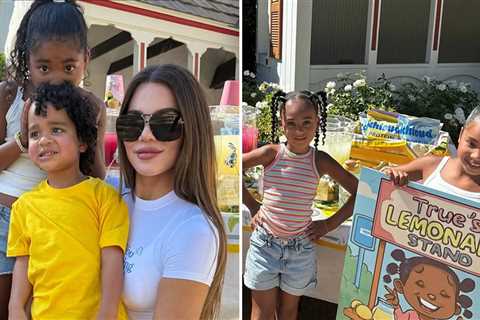 Khloe Kardashian's Kids Set Up Lemonade Stand in Neighborhood