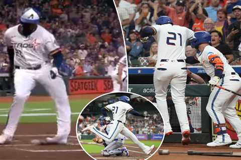 Astros’ Yordan Alvarez suffers scary ankle injury while stepping on home plate