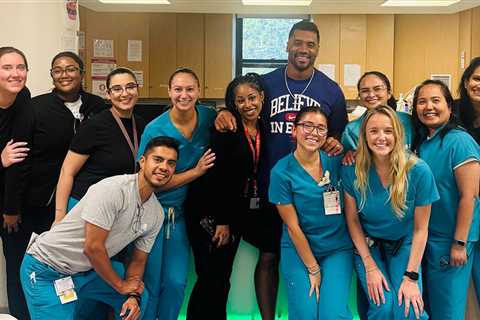 Russell Wilson Visits Children's Hospital Day of New York Giants Benching