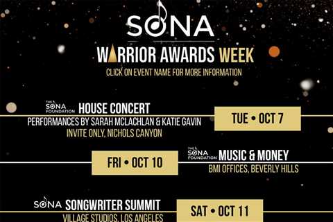 Songwriters of North America Reveals Warriors Week Slate with Sarah McLachlan, Maxwell Frost and..