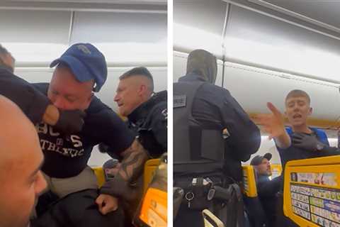 Rowdy Ryanair Passengers Yanked Off Plane, Mocks His Own Arrest, on Video