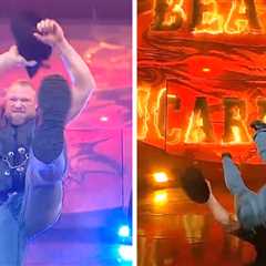 Brock Lesnar Slips During WWE 'Monday Night Raw' Entrance