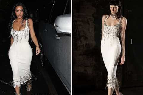 Kim Kardashian Wears White Dilara Findikoglu Gown With Safety-Pin Fringe to Petra Collins’ Plaza on ..