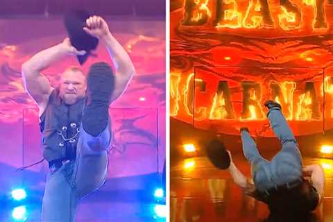 Brock Lesnar Slips During WWE 'Monday Night Raw' Entrance