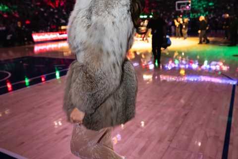 Jordyn Woods Courtside in Fur with an Hermes Himalayan Birkin and Dsquared2 Stiletto Boots